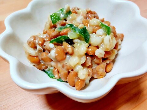 もち麦とオクラと納豆の味噌和え